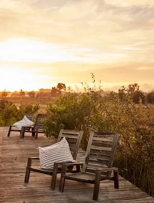 Deck chairs at golden hour