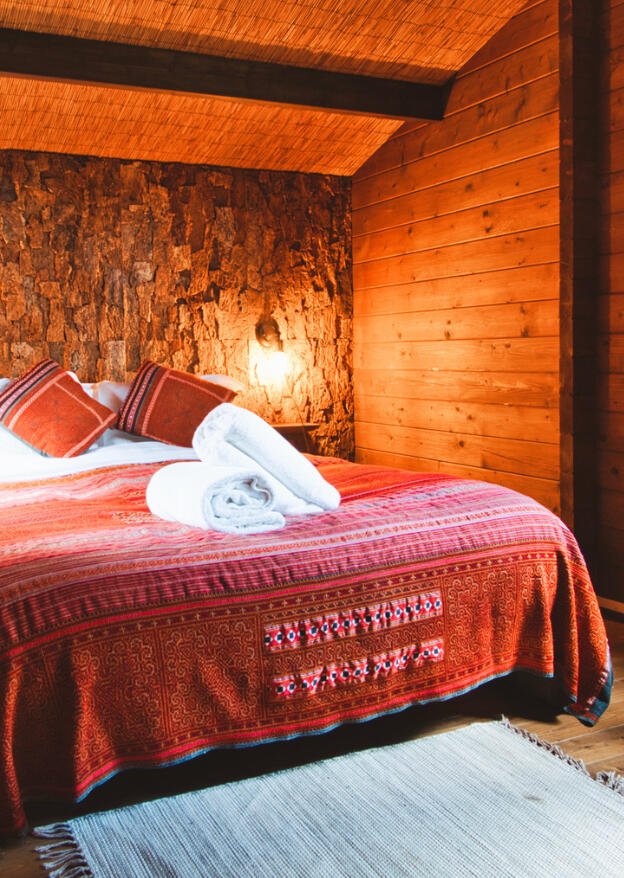 Wooden chalet interior at Aterra