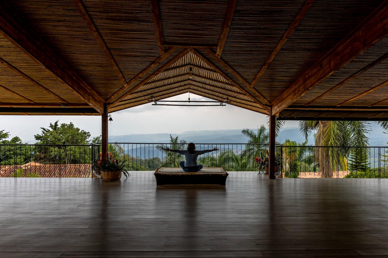 Bamboo pavilion with panoramic view of the Colombian mountains